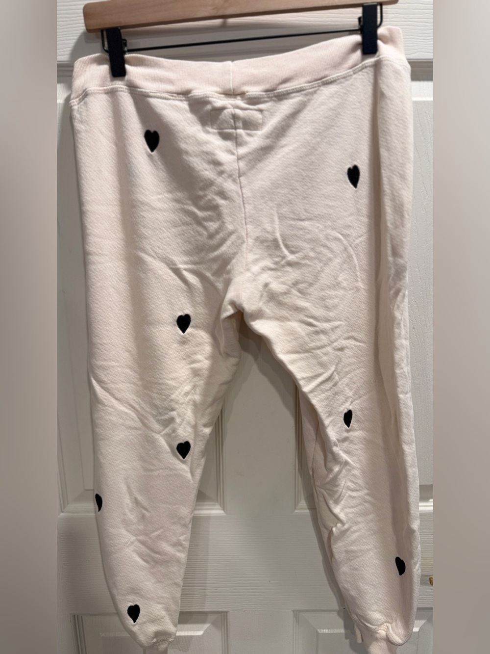 The GREAT. Heart Print Joggers Size 0 Cream Cotton Sweatpants Cozy Lounge Pants - Picture 7 of 12
